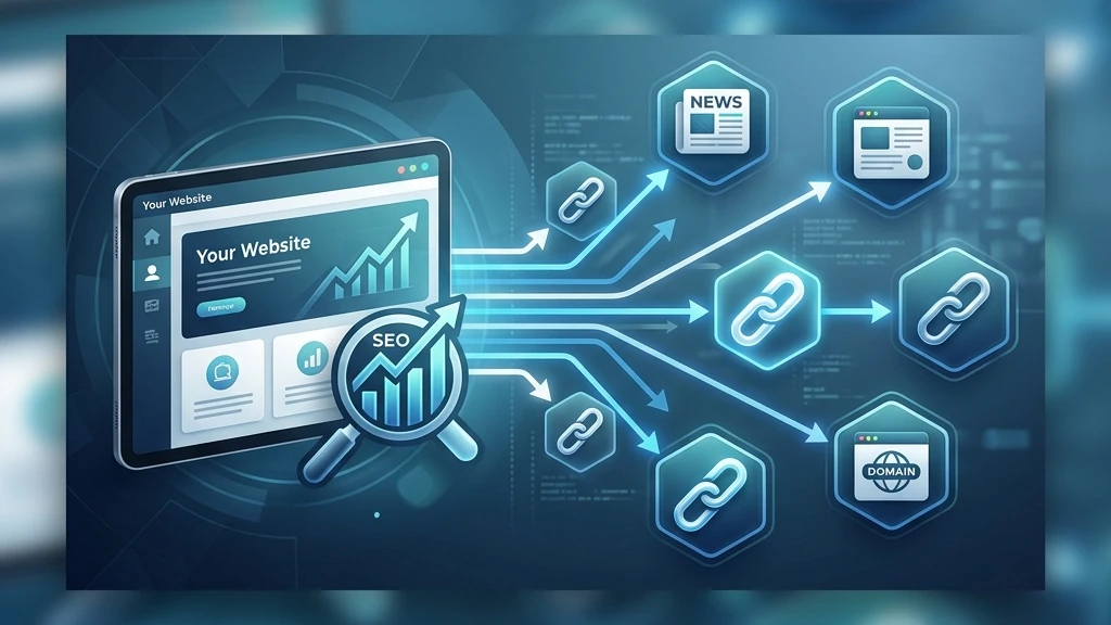Tim digital marketing merencanakan strategi link building natural dan pertumbuhan authority website